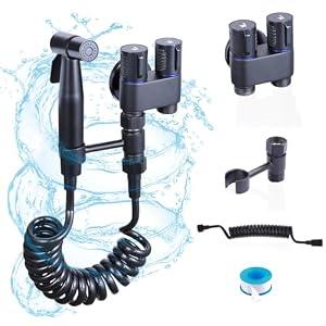 Peisaluo Handheld Toilet Bidet Sprayer for Toilet, Muslim Shower Bidet Toilet Hose Sprayer Kit, Jet Spray Bidet Attachment Connected to Faucet for Cloth Diaper Care and Feminine Wash (Black)