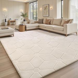 Sour Lemon 8x10 Area Rugs for Living Room, Soft Large Area Rug Fluffy Rugs for BedroomMachine Washable Area Rug Non Slip Carpet Rug for Living Room Playroom Kids Room Home Decor (Milky White)