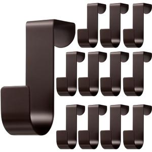 Hotop 12 Pcs Over The Cabinet Drawer Door Hooks 1 Inch for Hanger in The Cabinet Decoration Hooks Sturdy Metal Z Shaped Hanger Peg for Bathroom Clothes Towel (Bronze)