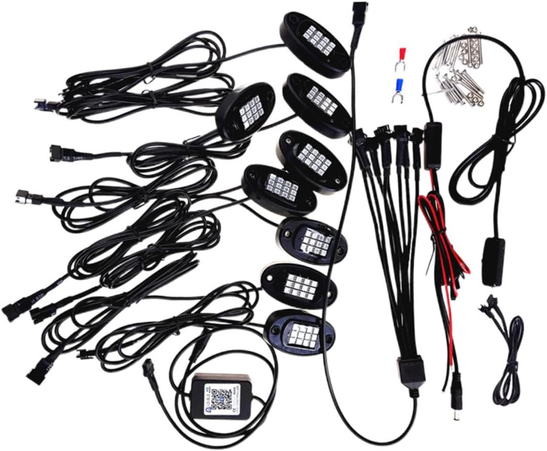 Toyvian 1 Drag 8 Waterproof Remote Control Decorative Atmosphere Lamp Set for Cars LED Interior Lights Neon Lights for Vehicle Mood Lighting