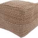 VOSAREA Pouf Ottoman Square Pouf Cover, Khaki, Cotton, Linen