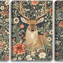 SIXWOOD William Morris Forest Animal Canvas Wall Art 3-Piece, 16"x24" Each