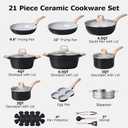 CAROTE 21pcs Pots and Pans Set Nonstick, Cookware Set Black Induction Kitchen Cooking Set w/Frying Pans & Saucepans(PFOS, PFOA Free), 21 Piece