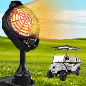 Xislet Upgrade Golf Cart Electric Heater with Infinite Temperature Adjustment, 2-Second Quick Heat 400W Quiet & Safe Carbon Fiber Heating, Battery Powered Heater Stable Fit Club Car/Yamaha/EZGO