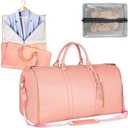 Garment Duffle Bags for Travel, Convertible Cloth Luxe Mega Bag with Shoe Pouch, 2 in 1 Waterproof Travel Suit Bag with Shoulder Strap for Men Women(Pink)