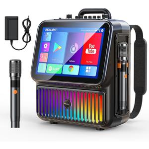 SEALIGHT Smart Karaoke Machine for Adults with 13.3" Screen, Portable Karaoke System with Bluetooth Party Speaker, 2 Wireless Mics, DJ Lights & Pitch Correction for Home Party & Outdoor Camping