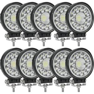 LED Light Pods 4 Inch for Truck, 100W Round LED Off-Road Lights Spot Flood Combo Beam Led Fog Lights Waterproof 9000lm 12V 24V Driving Work Lights, 10PCS