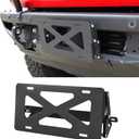 Front License Plate Bracket Compatible with 2021-2025 Ford Bronco with Heavy-Duty Modular Bumper, Adjustable Steel Tag Frame Holder No Drill Mount Exterior Accessoriest