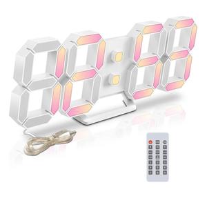 APP Control Led Digital Alarm Clock 3D Small Wall Clock No Noise Snooze Dimmable Time Memory 12/24 Date Temperature APP Control Night Light Office Kitchen Living Room Bedroom (9.7inch)