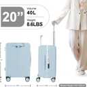 MRPLUM 20" Carry On Luggage Double Handle Suitcase with Net Pocket,Blue, 20.3"x12.6"x9.8"