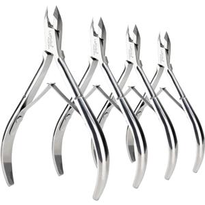 LePinko 4 Packs Upgraded Cuticle Trimmer kit, Sharp Dead Skin Clipper, Labor-saving Cuticula Remover for Fingernail Toenail, Manicure Pedicure Tool for Women Men, 5mm Jaw (Silver)