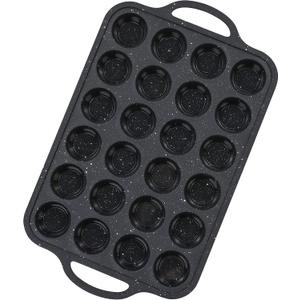 24-Cup Mini Silicone Muffin Pan with Reinforced Steel Frame,Metallic Black | Regular Size Cupcake Pan, BPA Free Silicone Muffin Tray, Reinforced Steel Frame for Stability, Easy Baking & Cleanup, 1Pk