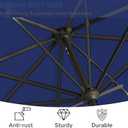 9' Solar LED Patio Umbrella with Tilt & Crank|8 Sturdy Ribs,UV Protection,Outdoor Market Table Umbrella for Deck,Lawn,Pool,Backyard(Navy), 107.98 inches x 92.4 inches