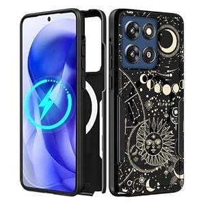 LISEVO for Moto G Stylus 2025 Case - Compatible with MagSafe Women Cute Girls Magnetic Phone Cover Aesthetic Sun Moon Heavy Duty Shockproof Design for Motorola Moto G Stylus 5G 2025 Cases, Black