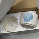 3 Pcs Decor Gift for Women Planter Ceramic Gift Animal Plant Pot with Bamboo Tray for Office Home Farm House Bathroom Kitchen Christmas Decorations (No Plants Included)(Ocean)