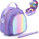 Carrying Case Compatible with Yoto Mini 2024 Edition Kids Audio Music Player & Headphone, Travel Storage Bag for Audiobook Cards Radio (Up to 30 Cards) with Adjustable Strap, Purple(Bag Only)