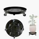 3 Pack Metal Plant Caddy With Wheels 20 Inch Black, Round Rolling Heavy Duty Plant Dolly, Heavy Plant Pot Mover Outdoors or Indoors, The Metal Wheel Can Rotate 360 Degrees or Lockable.