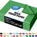 Party Solids Emerald Green Tissue Paper for Gift Bags - 20" X 30" Bulk Tissue Paper Green 480 Sheets - 10lb Newsprint for Packing, Birthday Gift Box Filler, Packing Supplies for Moving Supplies