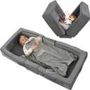 ENITYA Toddler Travel Bed  Portable Foldable Soft Foam Floor Bed for Kids 14yr, No Assembly, Washable Cover, Built-in Safety Rails, Compact for Travel & Home Use, Grey (55*25*7in)