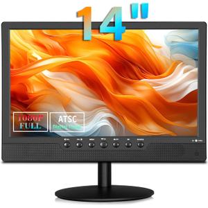 14 inch Flat Screen TV,Small TV with Digital ATSC Tuner,Antenna,Remote and HDMI/USB Ports,12 Volt Charger Cable for Car/Kitchen