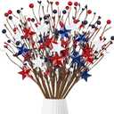 15PCS 4th/Fourth of July Decorations Patriotic Picks Red White Blue Berry Stems Memorial Independent Day Labor Decor for Home Vase Table Centerpieces