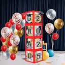 Graduation Decorations Class of 2025, Graduation Party Red Balloon Boxes with Letters GRAD, 2027 for Kindergarten High School College Grad Party Celebrations