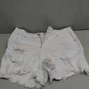 luvamia Women's Casual Mid Rise Denim Shorts Stretch Ripped Raw Hem Jean Shorts, White, Medium