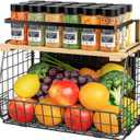 Magnetic Shelf for Fridge: Fruit Potato and Onion Storage Bin - Magnetic Spice Rack for Refrigerator & Kitchen Counter - Pantry Organizers and Storage (1PACK-Black)