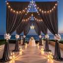20ft15ft Brown Backdrop Curtain for Wedding Parties, 4 Panels Wrinkle Free 15 FT Long Polyester Photo Backdrop Drapes Back Drop Cloth for Birthday Photography Background