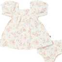 Modern Moments by Gerber baby-girls 1-piece Puffed Sleeve Dress & Diaper Cover Set Size 6-9 m