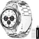 GOLDTOLUCK No Gap Stainless Steel Band Compatible with Samsung Galaxy Watch 8 7 6 5 4 Classic FE Pro Ultra 40mm 44mm 46mm 43mm 47mm 45mm 42mm Replacement Men Women Milanese Metal Elegant Casual, Silver