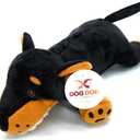 Dogdog Black and Tan Stuffed Animal Dog Toy for Doberman Dog Toy with Pointed Ears