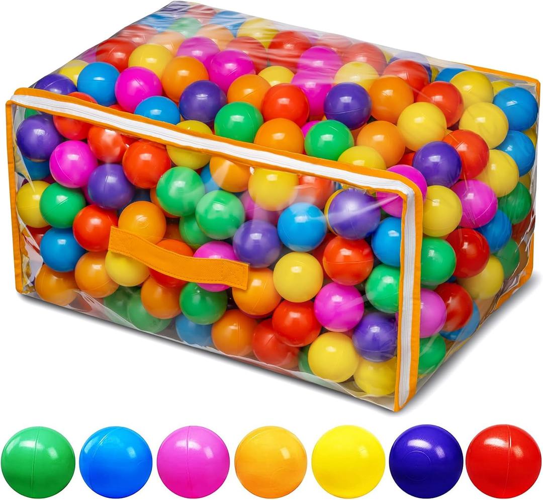 Ball Pit Balls for Baby and Toddler Phthalate Free BPA Free Crush Proof Plastic - Multicolored Pit Balls in Reusable Play Toys for Kids with Storage Bag (100 Balls, Bright colors)