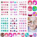 144 Pieces Fake Nails for Kids Girls Artificial Kids Press on Nails Full Cover Short Acrylic Stick On Nails False Nail Tips Kit for Children Little Girls Nail Art Decoration (Cute Animal)