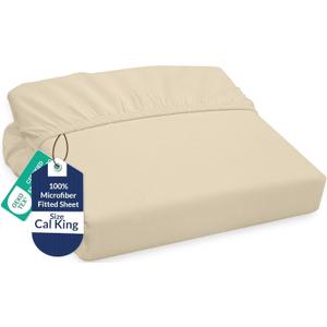 Royale Linens Fitted Sheet California King - Ultra Soft 1800 Brushed Microfiber - Hotel Luxury Bottom Sheets - Wrinkle Free & Fade Resistant - Deep Pocket Fitted Sheet Only (King Cal, Sand)