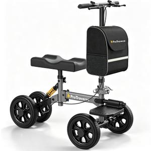 All Terrain Knee Scooter for Adults for Foot Injuries,Foldable & Steerable Knee Walker with Shock Absorption, 300lbs Leg Knee Scooter, Comfort Pad, Dual Brakes, Crutch Alternative, Grey