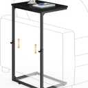 C Shaped End Table for Couch, 33.2'' Extra Tall C Table Adjustable Height Side Table, Small Side Table for Small Spaces, Couch Tables that Slide Under, Tv Tray Table for Living Room, Black, 15.92''L x 11.86''W x 17.65-33.2"H