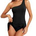 Tempt Me Women One Piece Swim Dress One Shoulder Swimsuit with Skirt Tummy Control Swimdress Bathing Suit M