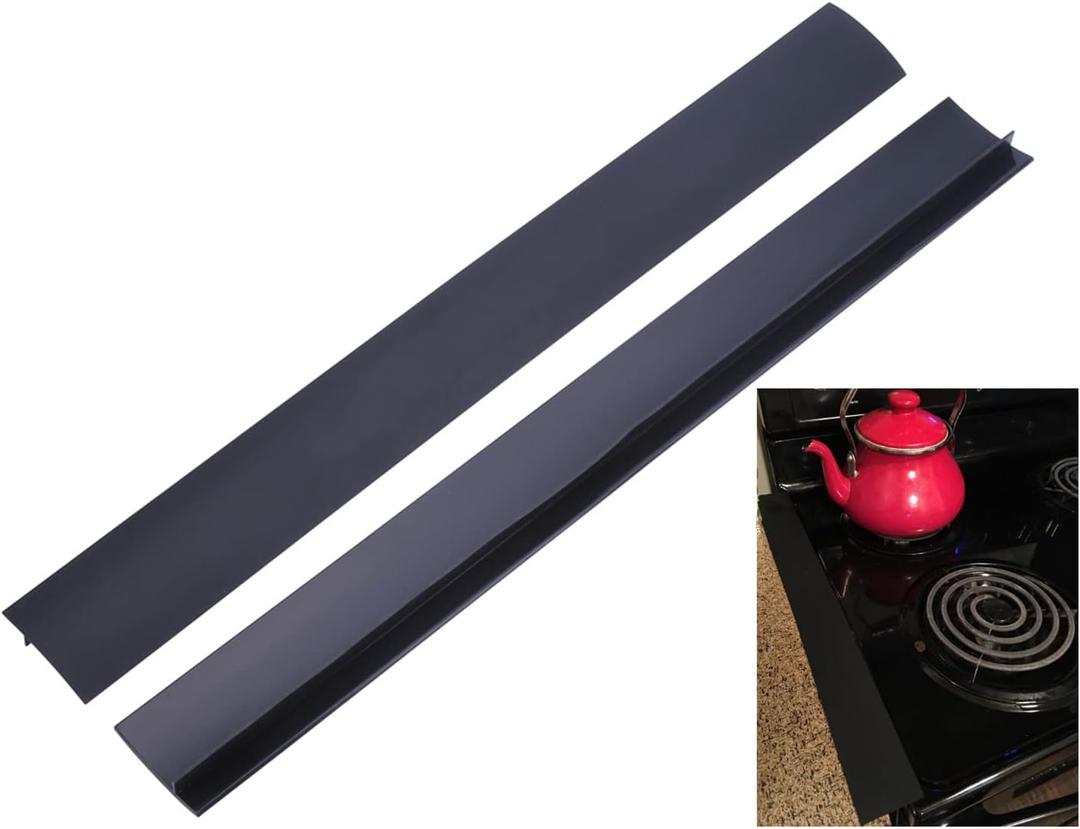 Stove Gap Covers (2 Pack), Easy to Clean Gap Fillers Between Counters and Stovetops, Oven, WasherFurniture Easy to Install Heat Resistant, Black 25 Inches