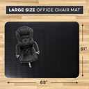Office Chair Mat for Hardwood Floor: 63" x 51" Extra Large Black Office Chair Mats, Anti-Slip Rubber Floor Mat for Gaming Rolling Chair, Heavy Duty Sturdy Floor Protector Mat Under L Computer Desk