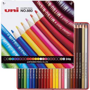 Mitsubishi Pencil K88024CP Colored Pencils, 880, 24 Colors, Height 7.4 x Width 7.8 x Thickness 0.5 inches (187.0 x 199.0 x 12.0 mm)