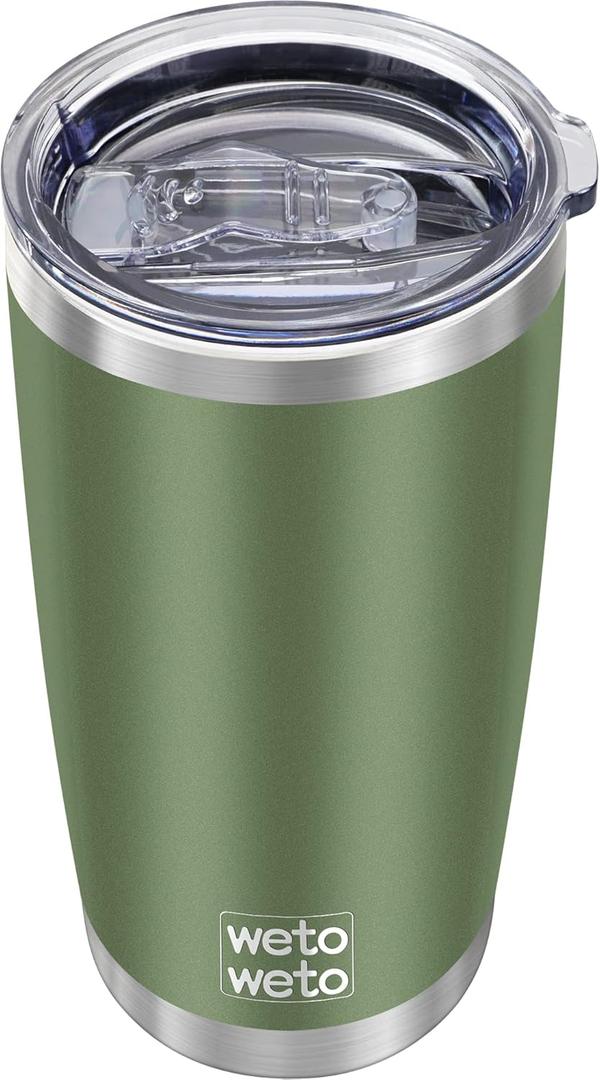 WETOWETO 20oz Insulated Stainless Steel Tumbler, Double Wall Vacuum Travel Coffee Mug, Leak-Proof Tumbler Cup for Home Office Travel (Army Green, 1 Pack)