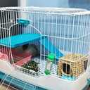 KAMEIOU Ferret Galesaur Guinea Pig Bunny Rabbit Toilet Potty Trainer with Stainless Steel Panel Rabbits Corner Litter Pan Bedding Box for Small Animal Bunny Rabbit Ferret Cage Toilet Pan