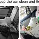 LEGDOR Car storage bag Cartoon bear Car seat back multifunctional storage Rear seat storage hanging bag Car hanging storage bag (Offwhite)