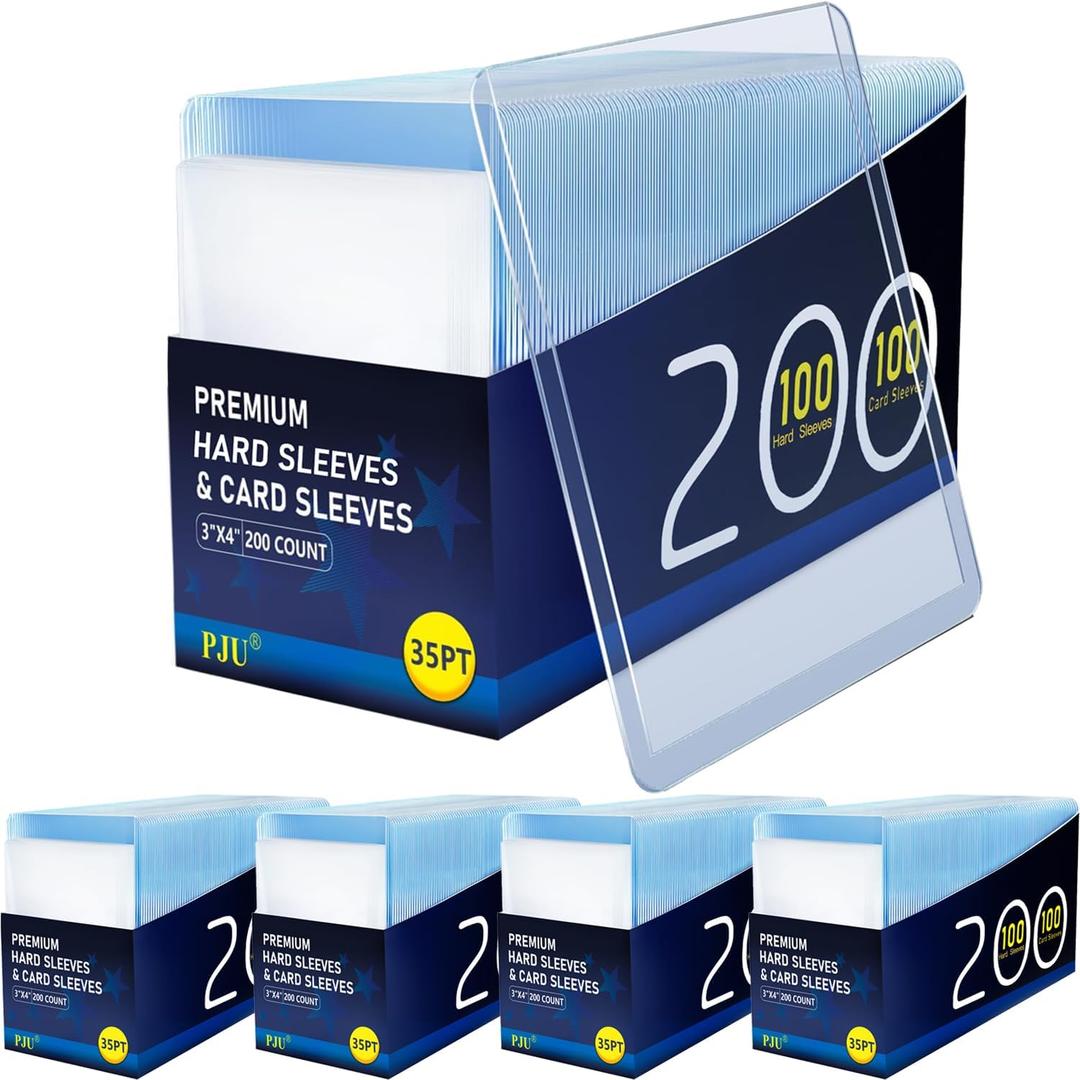 1000 Hard Plastic Card Sleeves, Premium Baseball Card Protectors, 3"x 4" Trading Cards Sleeves, Sports Game Cards Holder Top Cases (500 Hard Sleeve + 500 Soft Sleeve)