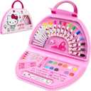 Hello Kitty Colored Pencils Art Supplies Kids Drawing Kit School Supplies Painting Kit Girls Drawing Pencils Art Kit Travel Case with Crayons Arts and Crafts for Kids 4-12 (White/Pink)