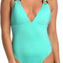 Sunshine 79 Women's Standard Over The Shoulder Plunge One Piece Swimsuit (Green)