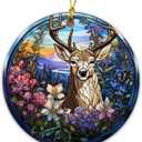 5 x Deer Ornament  Majestic Woodland Stag Ceramic Ornament, Rustic Cabin Christmas Tree Decoration, Deer Lover Gift, Wildlife Art Decor for Farmhouse, Lodge, or Holiday Dcor