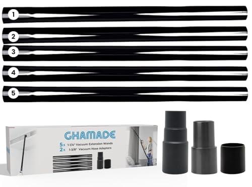 5Pack 1.25 Inch Vacuum Extension Wands plus 1-3/8'' to 1-1/4'' Vacuum Hose Adapter - 1.25 Inch Shop Vac Extension Tubes, Accessories and Attachment 32mm & 35mm, Replacement Vacuum Cleaner Pipe Tubes