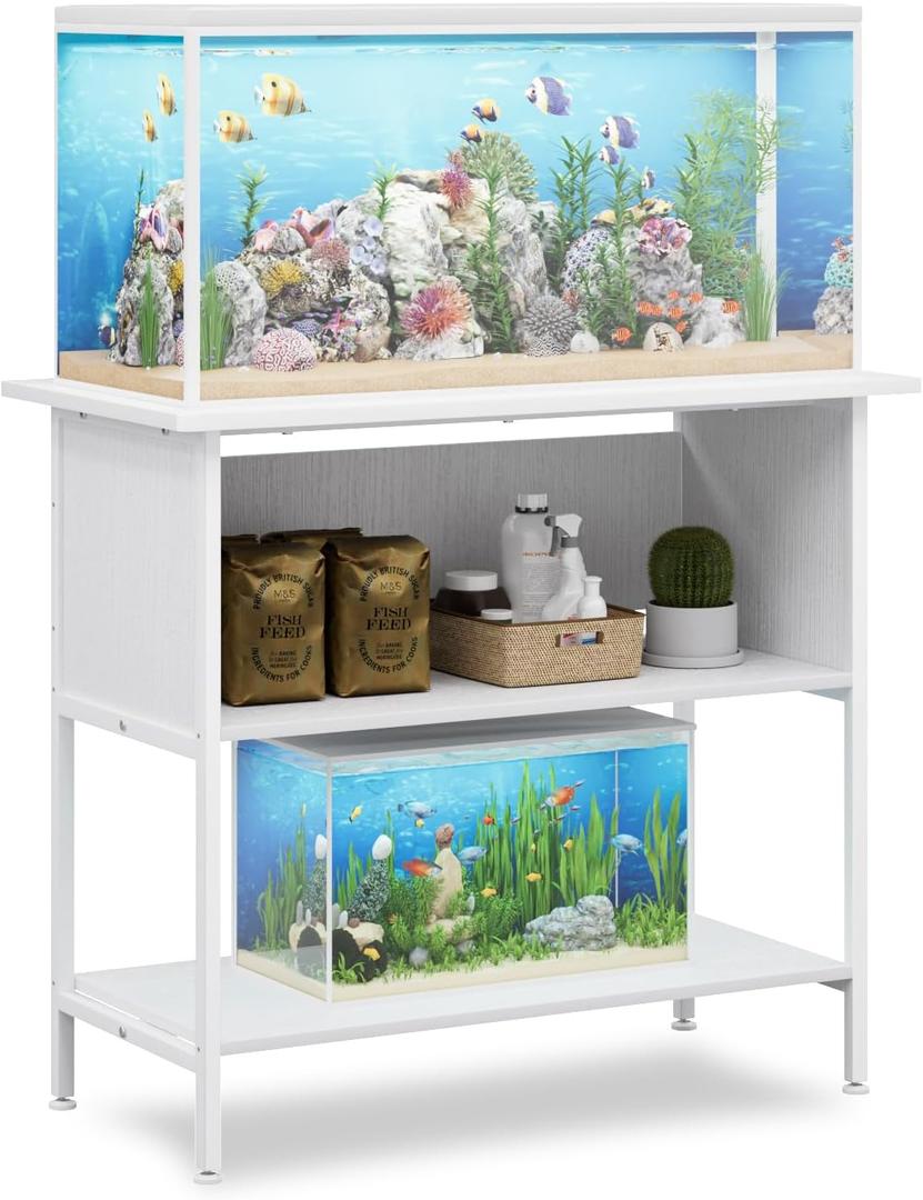 APPOLYN 40-50 Gal 3-Tier Aquarium Stand Fish Tank Stand, White